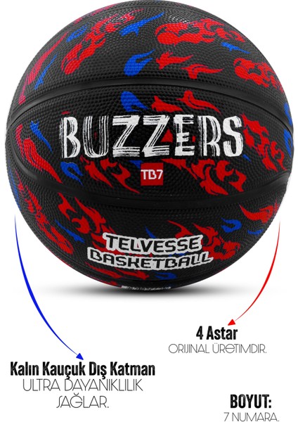 TB-500 Buzzers Basketbol Topu Pompalı Grafiti Kauçuk Dayanıklı Deep Channel Kabartma 7 No