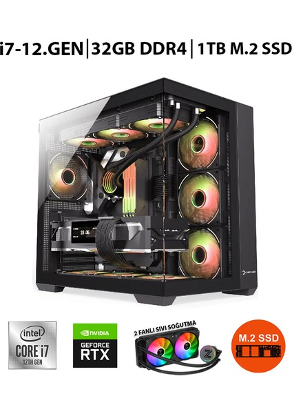 Blade RTX20 Intel Core I7-12700F 32GB Ram 1 Tb M.2 Nvme 12GB 192BIT RTX3060 Sıvı Soğutmalı Oyuncu Masaüstü Bilgisayar