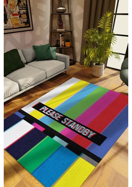 Standby Çok Renkli Halı Geometrik Oturma Odası Halısı Modern Çizgili Salon Halısı