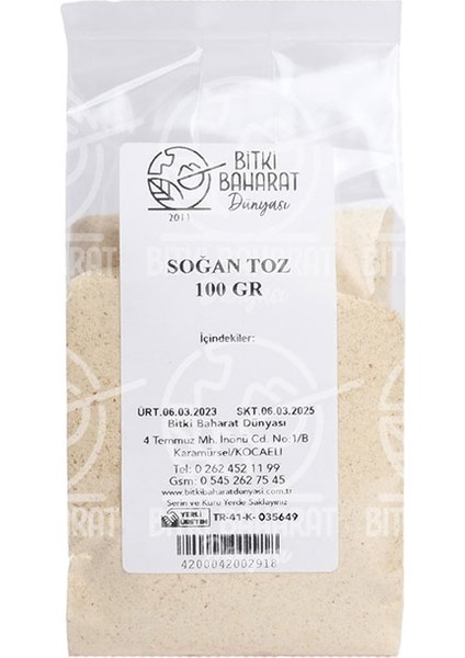 Bitki Baharat Dünyası Soğan Toz 100 gr