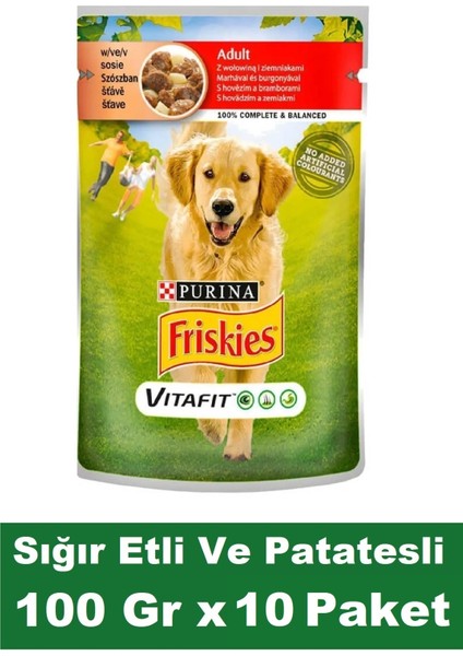 Yetişkin Sığır Etli ve Patatesli Köpek Maması 100 gr x 10 Paket