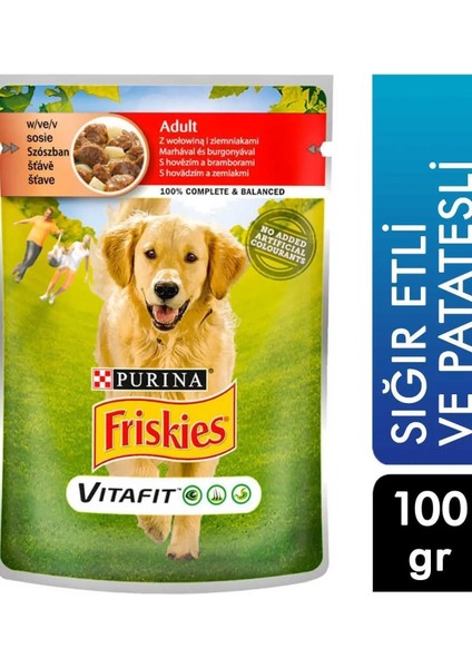 Yetişkin Sığır Etli ve Patatesli Köpek Maması 100 gr x 10 Paket