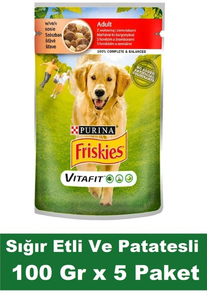 Yetişkin Sığır Etli ve Patatesli Köpek Maması 100 gr x 5 Paket