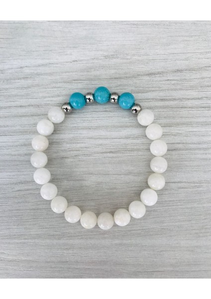 Gerçek Aytaşı Mavi Turkuaz Taşı Bileklik MKT46001