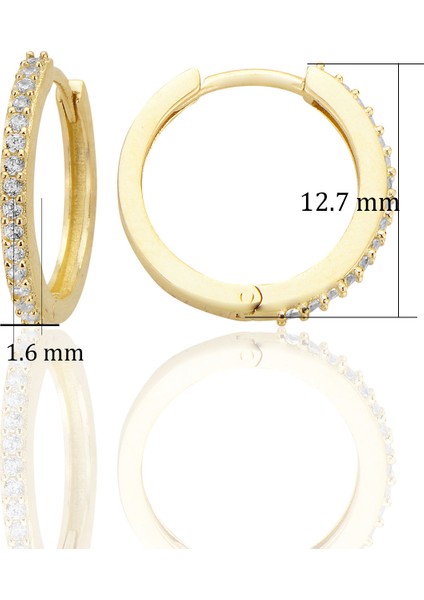 14 Ayar Altın Zirkon Taşlı Huggie Halka Küpe Sarı Renk modelleri