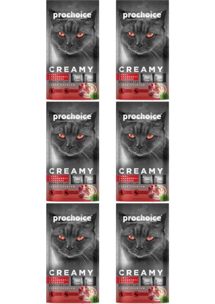 Creamy Kısırlaştırılmış Kediler Için Ton Balıklı Kızılcıklı Sıvı Kedi Ödül 4x15gr - 6 Adet