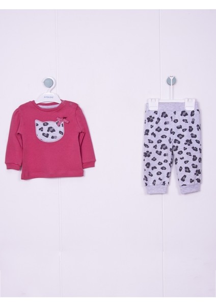 Pamuklu Nakışlı Sweat Patiksiz Alt 2li Pembe Bebe Takım fiyatları