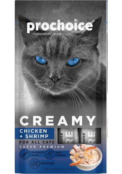 Creamy Kediler Için Tavuklu Karidesli Sıvı Kedi Ödül 4X15GR - 24 Adet fiyatları