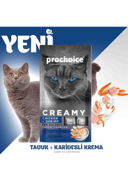 Creamy Kediler Için Tavuklu Karidesli Sıvı Kedi Ödül 4X15GR - 24 Adet modelleri