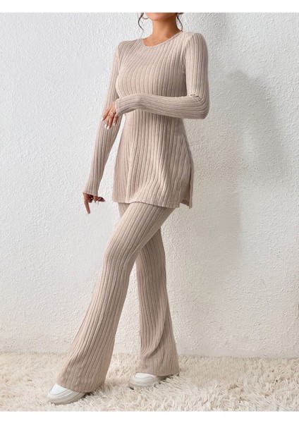 Pamuklu Fitilli Yırtmaç Detaylı Uzun Pijama Takımı fiyatları