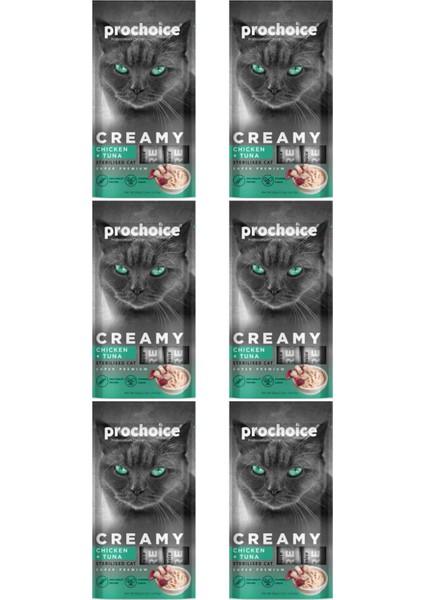 Creamy Kediler Için Tavuklu Ton Balıklı Sıvı Kedi Ödül 4x15gr - 6 Adet