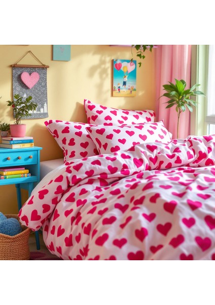 Pembe Kalpli Çift Kişilik Nevresim Seti fiyatları