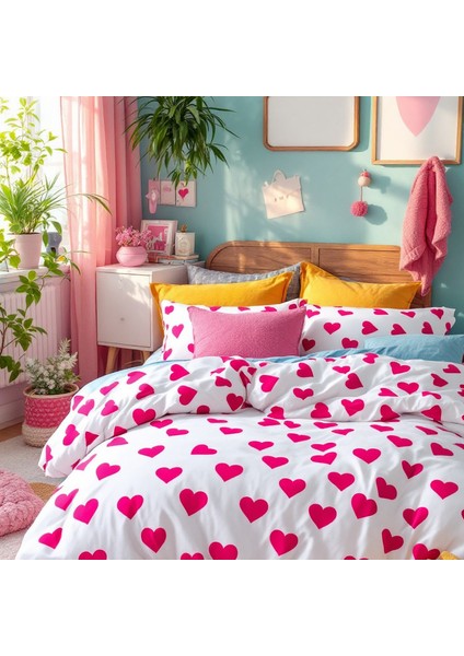 Pembe Kalpli Çift Kişilik Nevresim Seti modelleri