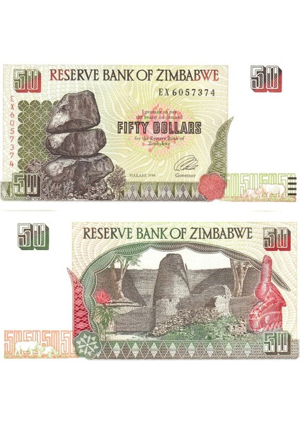 Zimbabwe 50 Dolar 1994, P#8, Çil, Eski Yabancı Kağıt Para