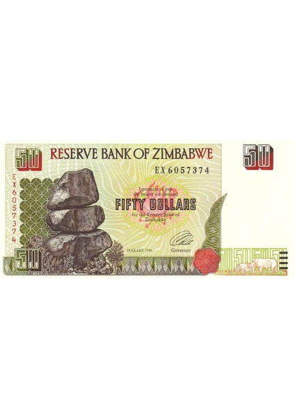 Zimbabwe 50 Dolar 1994, P#8, Çil, Eski Yabancı Kağıt Para