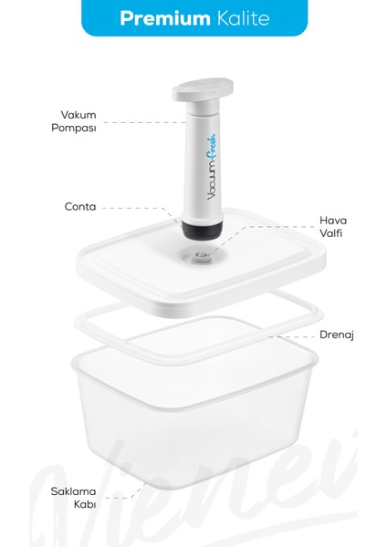 Vacuumfresh 2li 950 ml Vakumlu Gıda Saklama Kabı Seti
