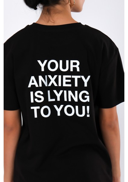 Anxiety Relaxed Fit Kadın T-Shirt - Siyah