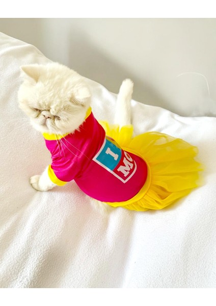 Pınk Love Mom Tütülü Kedi Elbisesi fırsatları