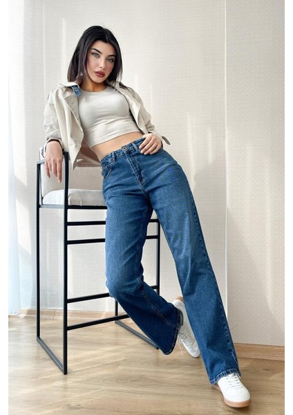 Mavi Kadın Wide Leg Jean Yüksek Bel Palazzo Likralı Esnek Kot Pantolon Jessica-Açmavi