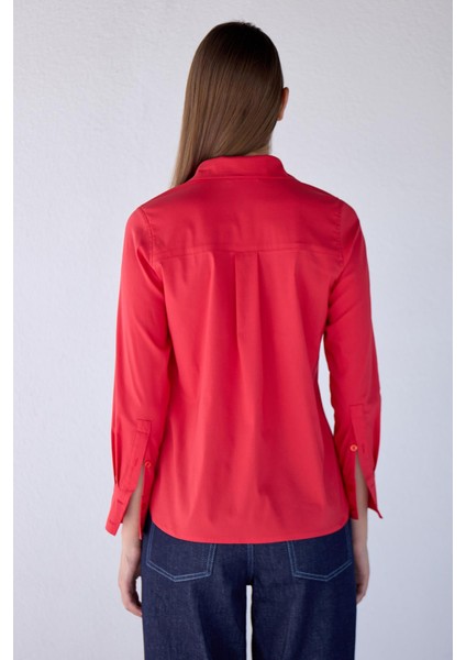 Slim Fit Pamuklu Kırmızı Gömlek indirimleri