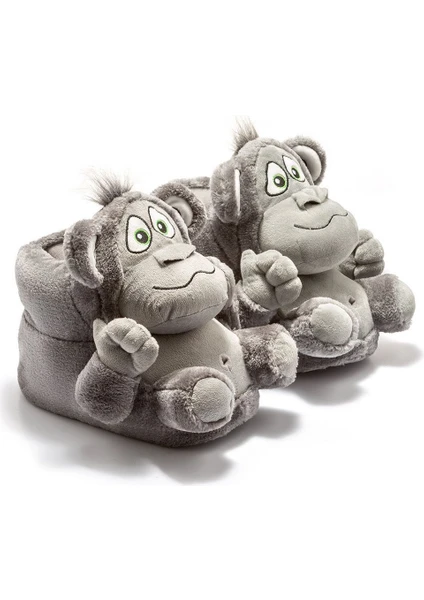 Monkey Unisex Hayvanlı Panduf Gri 36/43 AA0601