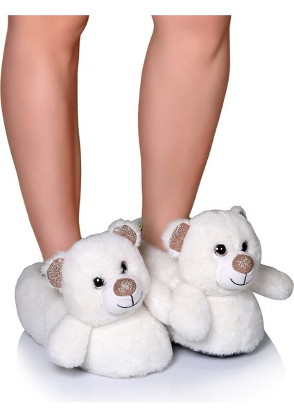 TT0753 Tw Bear Beyaz Hayvan Figürlü Kadın Panduf