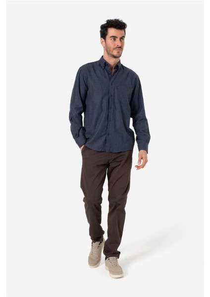 Erkek Comfort Fıt Uzun Kol Tek Cepli Flanel Gömlek Hun Ls Lacivert B01.242.529