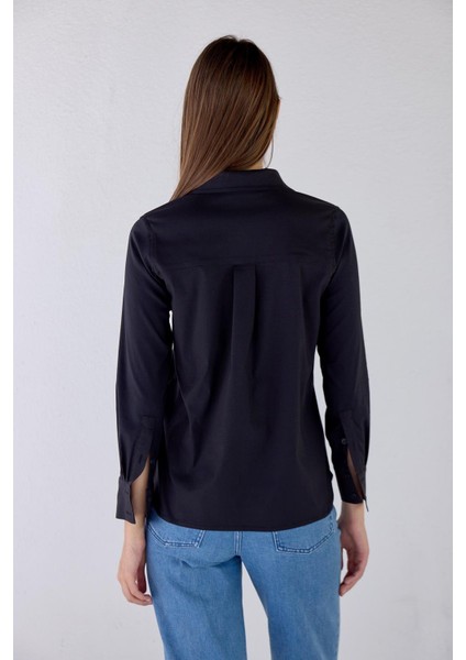 Slim Fit Pamuklu Siyah Gömlek modelleri