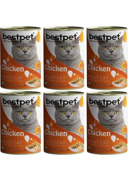 Tavuklu Yetişkin Kedi Konservesi 400gr - 6 Adet