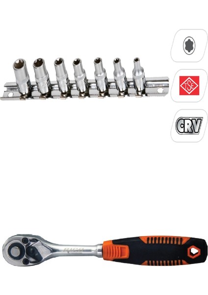 1/4 Cırcır Kolu 1/4 E Torx Lokma Seti Rico