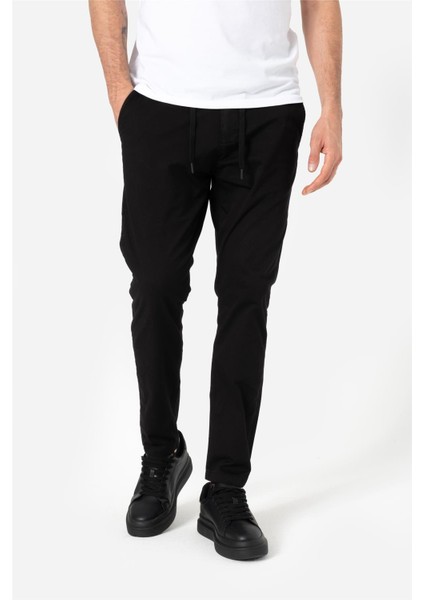 Erkek Normal Kesim Beli Lastikli ve Ipli Yan Cepli Gabardin Dokuma Pantolon Grottı Siyah B03.242.499 fiyatları