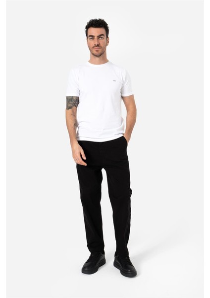 Erkek Rahat Kesim Beli Lastikli ve Ipli Bol Paça Yan Cepli Baggy Pantolon Zanzı Siyah B03.242.501