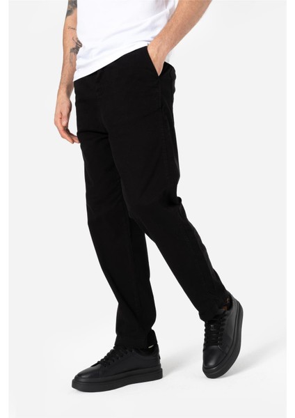 Erkek Rahat Kesim Beli Lastikli ve Ipli Bol Paça Yan Cepli Baggy Pantolon Zanzı Siyah B03.242.501 fırsatları
