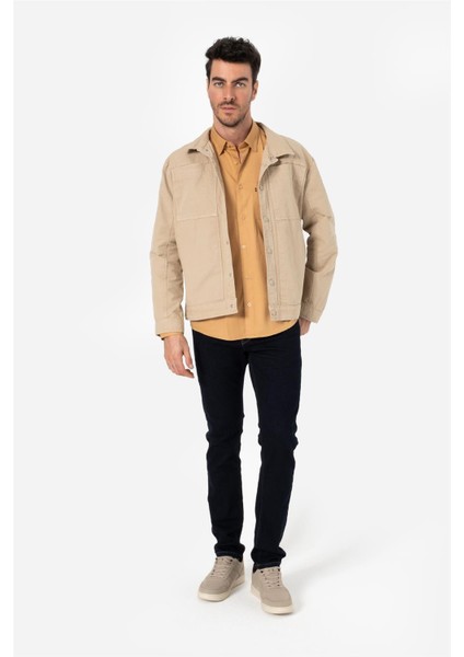 Erkek Rahat Kesim Cep Detaylı Çıtçıtlı Gabardin Dokulu Ince Ceket Kleın Kum Beji B11.242.720 fırsatları