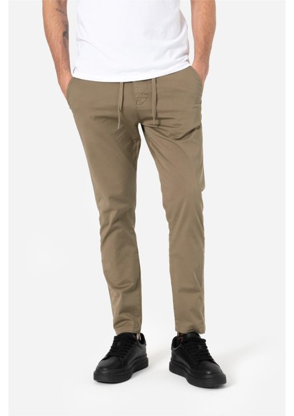Erkek Normal Kesim Beli Lastikli ve Ipli Yan Cepli Gabardin Dokuma Pantolon Grottı Vizon B03.242.499 fiyatları