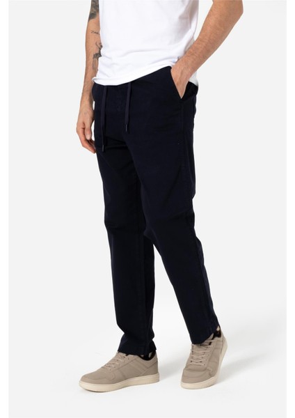 Erkek Rahat Kesim Beli Lastikli ve Ipli Bol Paça Yan Cepli Baggy Pantolon Zanzı Koyu Lacivert B03.242.501 fırsatları