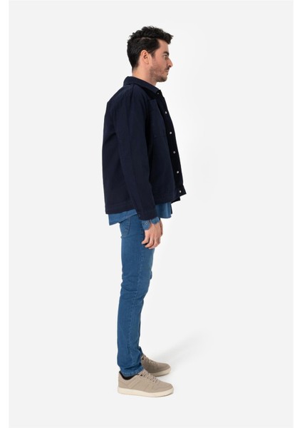 Erkek Rahat Kesim Cep Detaylı Çıtçıtlı Gabardin Dokulu Ince Ceket Kleın Koyu Lacivert B11.242.720 fırsatları