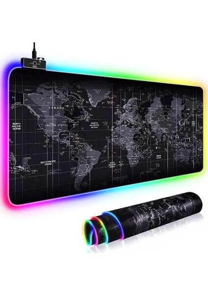 Dünya Haritalı LED Işıklı Mouse Pad (90X40 Cm)