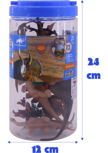 13 Parça Kovalı Oyuncak Dinozor Hayvanları Seti Hayvan Figür Oyuncağı Çocuk Zeka Gelişim Seti 6404