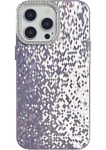 iPhone 14 Pro Max Kılıf Spangle Prizma Kamera Kenar Taşlı Kapak