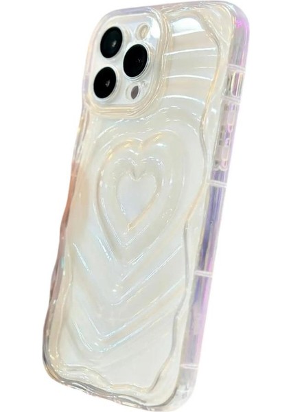 iPhone 14 Pro Kılıf Kalpli Hologram 3D Kapak