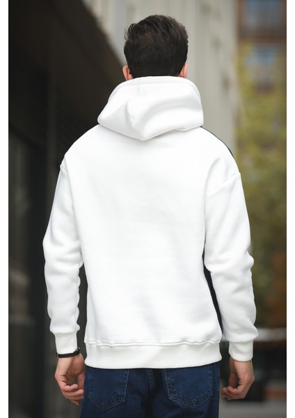 Placide Üç Iplik Pamuklu Parçalı Kapüşonlu Erkek Sweatshirt