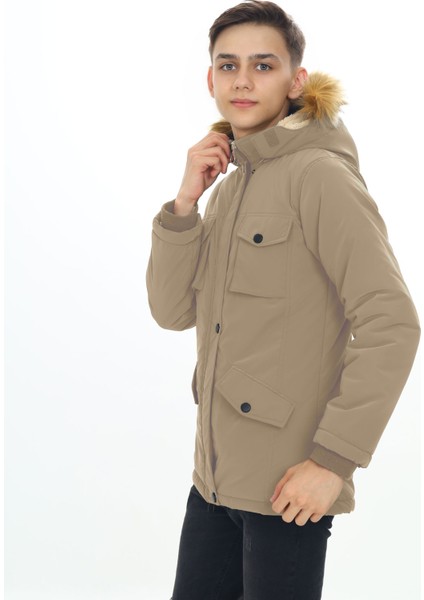 Erkek Çocuk Su ve Rüzgar Geçirmez Ithal Kumaş Kürklü Kışlık Uzun Mont KABAN-MNT-2009-E fiyatları