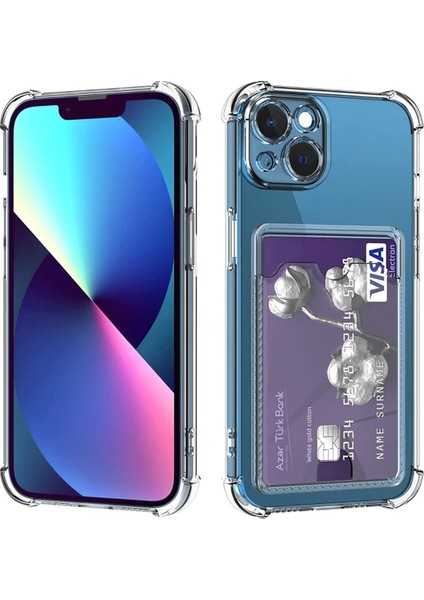 Iphone 13 Mini Kılıf Kamera Korumalı Kartlıklı Setra Şeffaf Silikon