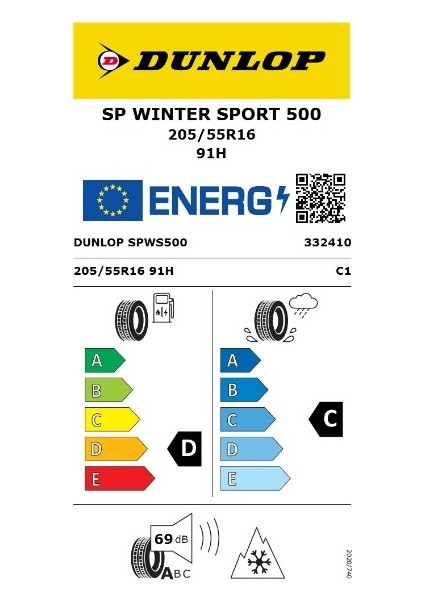 205/55 R16 91H Sp Winter Sport 500 Oto Kış Lastiği ( Üretim Yılı: 2024 ) fiyatları