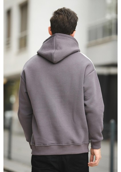 Placide Üç Iplik Pamuklu Parçalı Kapüşonlu Erkek Sweatshirt