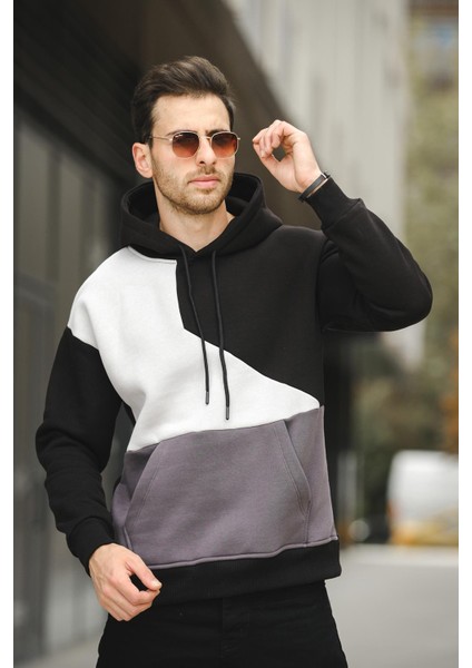Placide Üç Iplik Pamuklu Parçalı Kapüşonlu Erkek Sweatshirt fiyatları