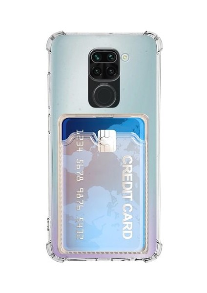 Xiaomi Redmi Note 9 Kılıf Kamera Korumalı Kartlıklı Setra Şeffaf Silikon