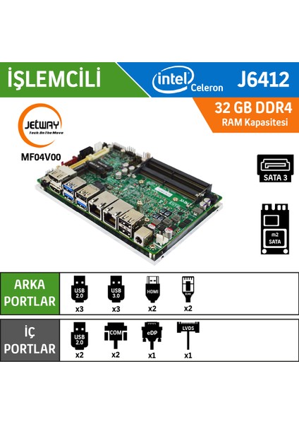 MF04V00 Intel Celeron J6412 Fansız Endüstriyel 3.5" Ana