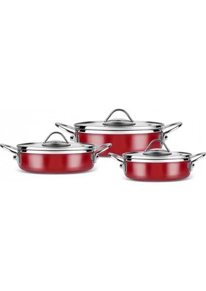 Ateş Emaye 6 Parça Omlet Sahan Set Bordo